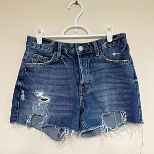 Topshop Ashley Moto Distressed Jean Shorts 8 Women